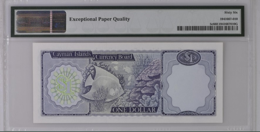收藏联盟Quantum Auction 第247期拍卖 开曼群岛1974年1元 PMG66