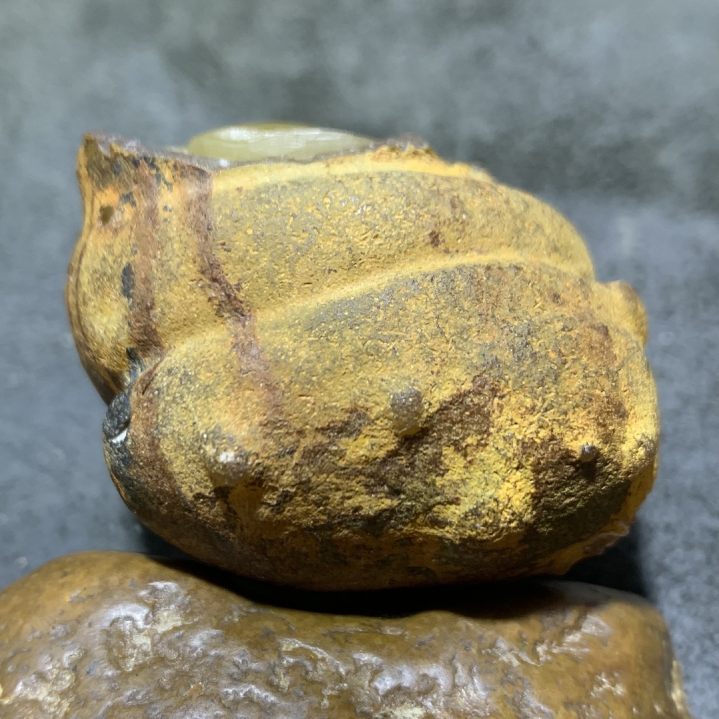 精美亚光蒙料战国红玛瑙高润度原皮雕刻海豚把件一个！