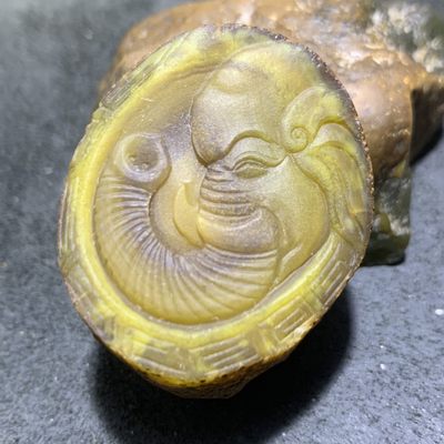 精美亚光蒙料战国红玛瑙高润度原皮雕刻象神吊坠一个 - 精美亚光蒙料战国红玛瑙高润度原皮雕刻象神吊坠一个