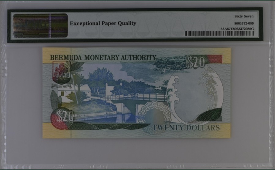 收藏联盟Quantum Auction 第247期拍卖 百慕大2000年(ND2008)20元 PMG67 冠军分