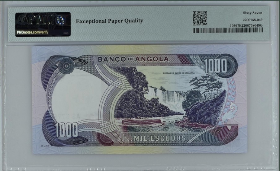 收藏联盟Quantum Auction 第247期拍卖 安哥拉1972年1000埃斯库多 PMG67 冠军分