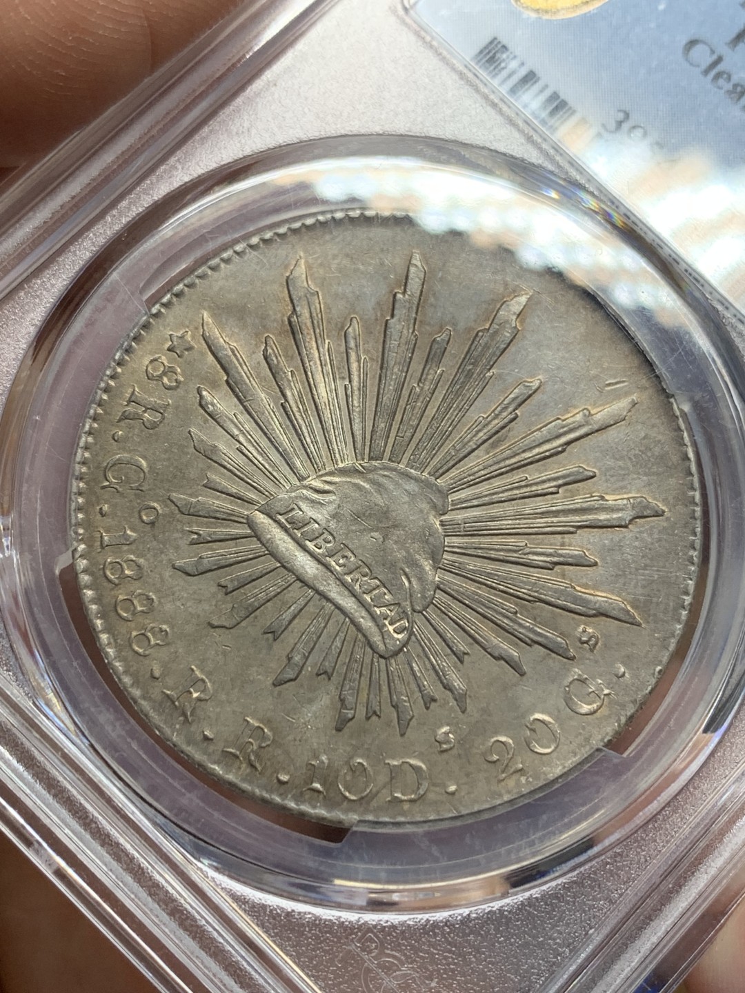 《竞宝斋》第150场-周日，周一，周四 3场 (全场包邮) 墨西哥 1888年 PCGS UNCD 瓜纳华托 GO RR版 发财年花边鹰洋，光度、包浆都到位，严评