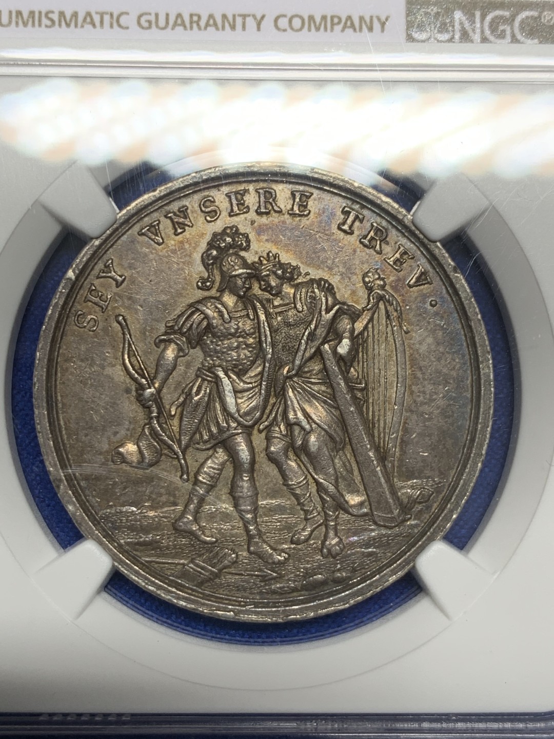 《竞宝斋》第150场-周日，周一，周四 3场 (全场包邮) NGC-MS61 德国 纽伦堡 1700左右 爱情之树银章 非常少见品种