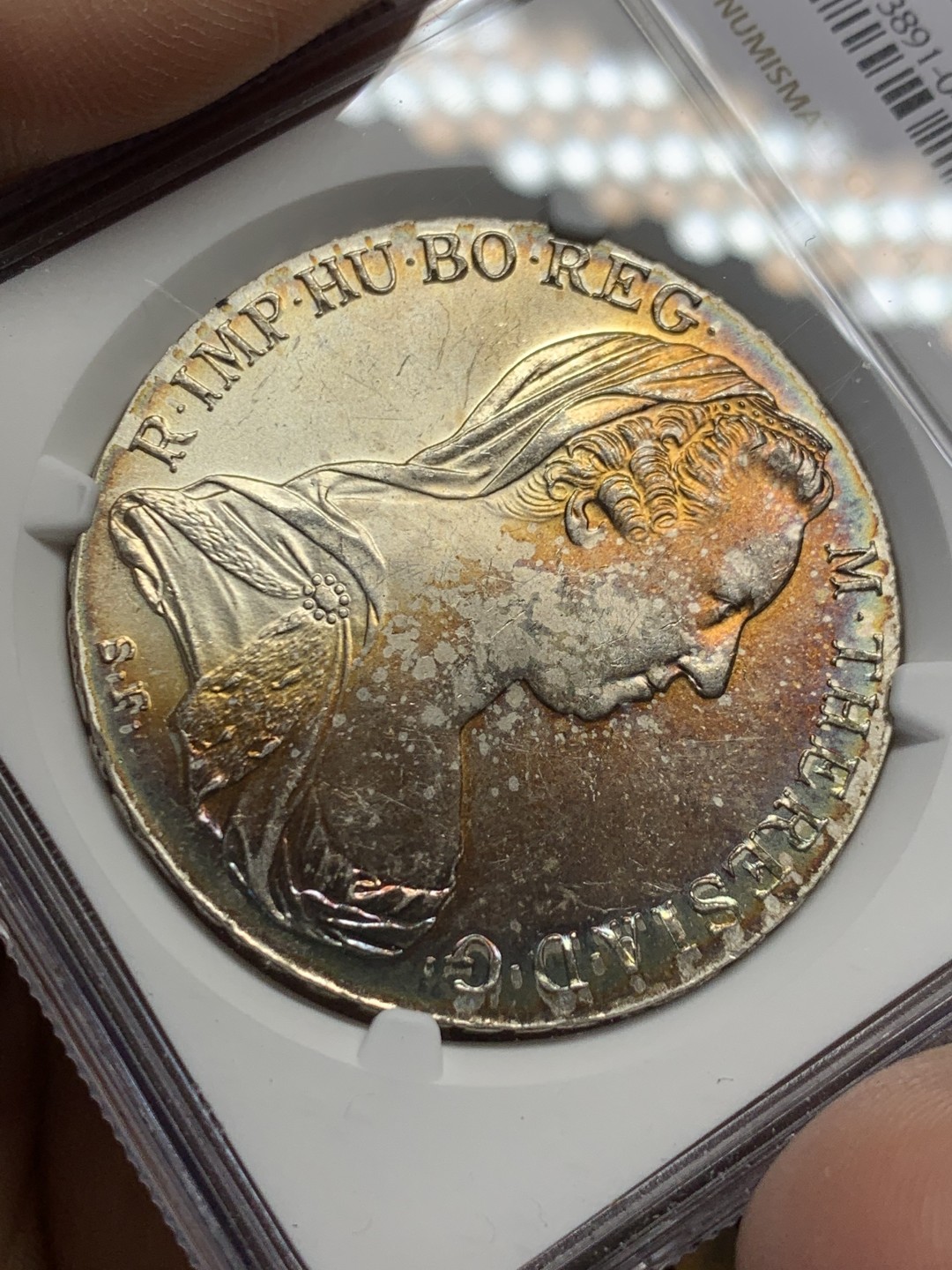 《竞宝斋》第150场-周日，周一，周四 3场 (全场包邮) NGC-MS62 奥地利1780年 大奶妈1泰勒大银币 五彩包浆