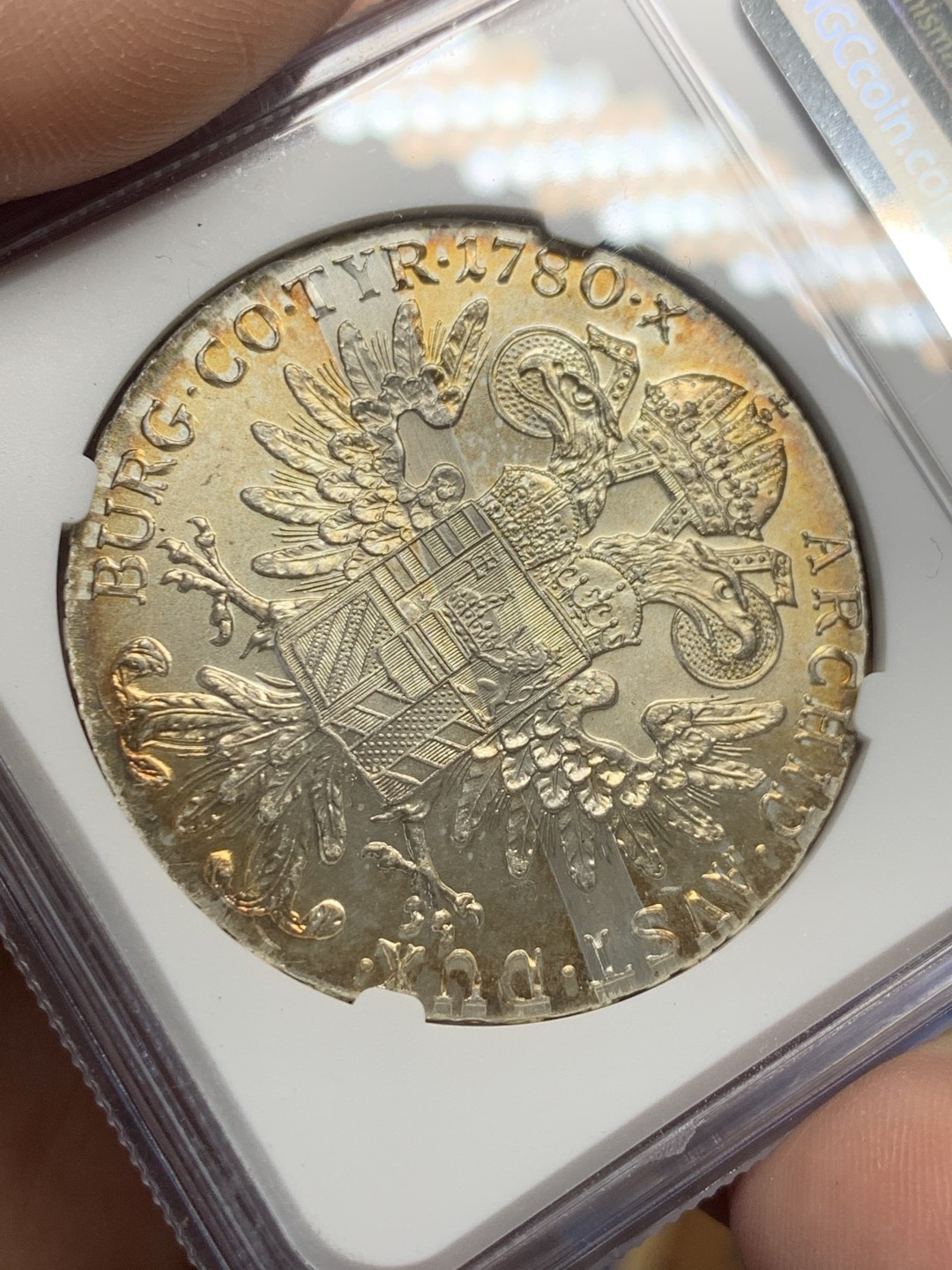 《竞宝斋》第150场-周日，周一，周四 3场 (全场包邮) NGC-MS62 奥地利1780年 大奶妈1泰勒大银币 五彩包浆