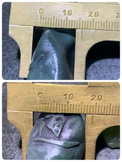 精美戈壁绿碧玉手工雕刻道字把件（吊坠)一个！ 精美戈壁绿碧玉手工雕刻道字把件（吊坠)一个！