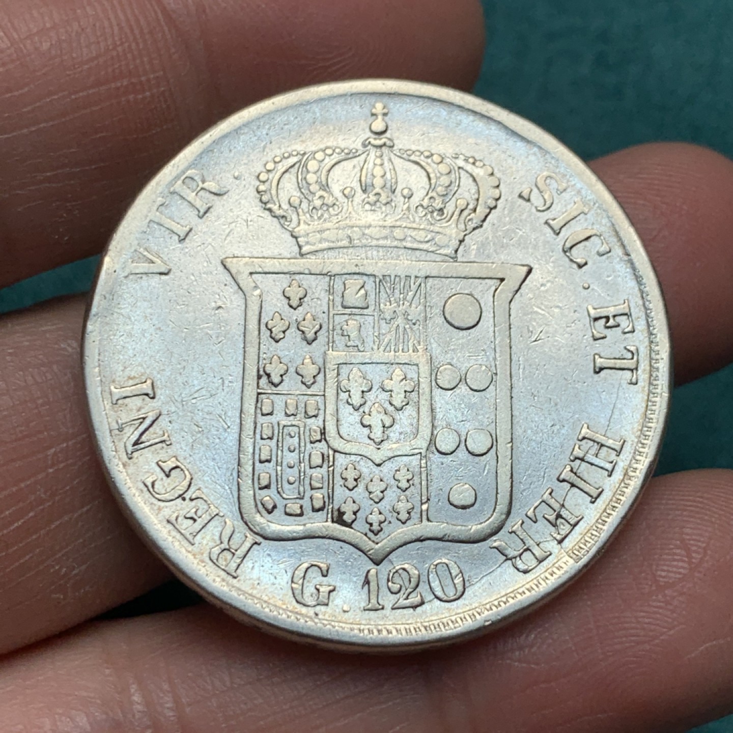 《竞宝斋》第150场-周日，周一，周四 3场 (全场包邮) 意大利 那不勒斯 1833年 120G大银币 大头版