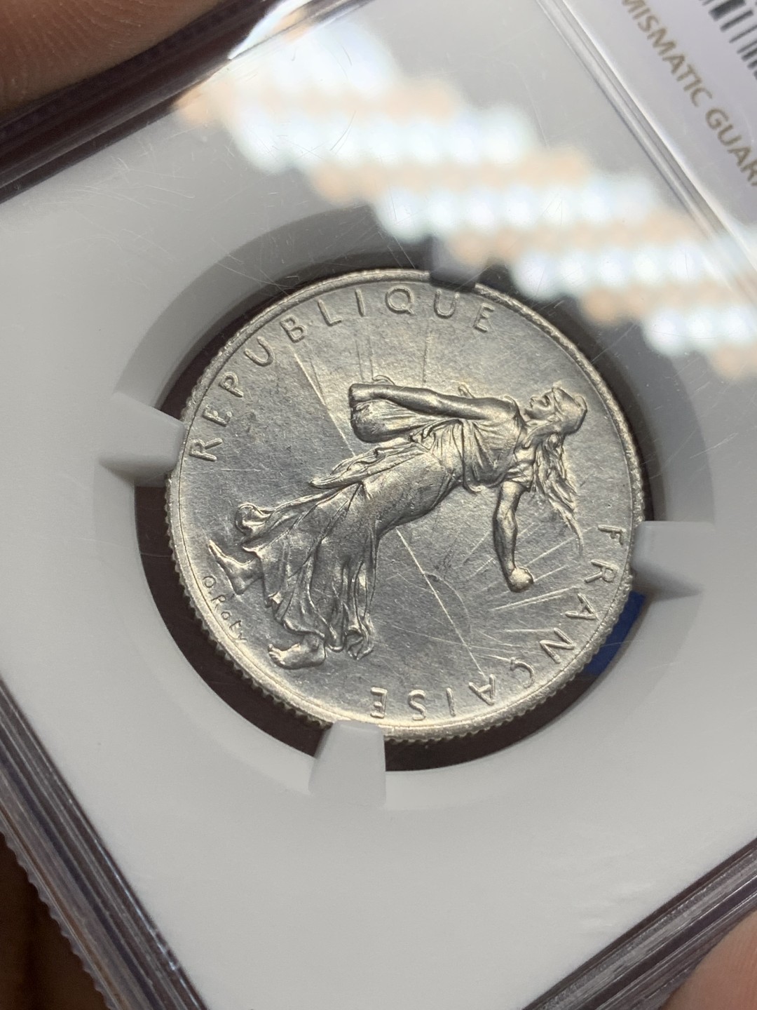 《竞宝斋》第150场-周日，周一，周四 3场 (全场包邮) NGC-UNCD 法国 1919年 二法郎银币