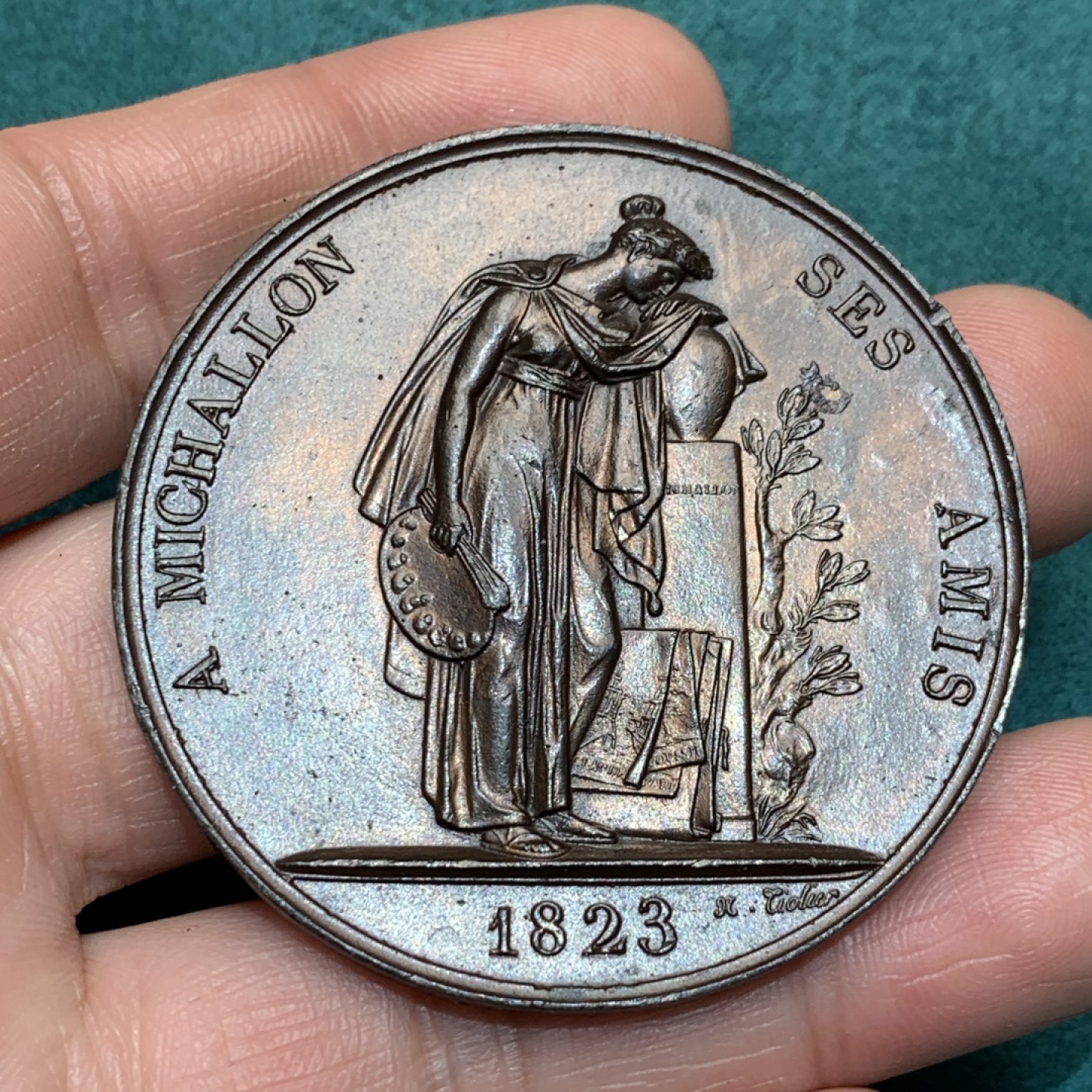 《竞宝斋》第150场-周日，周一，周四 3场 (全场包邮) 1823 法国 铜章 路易十八的御用画家 50mm49克