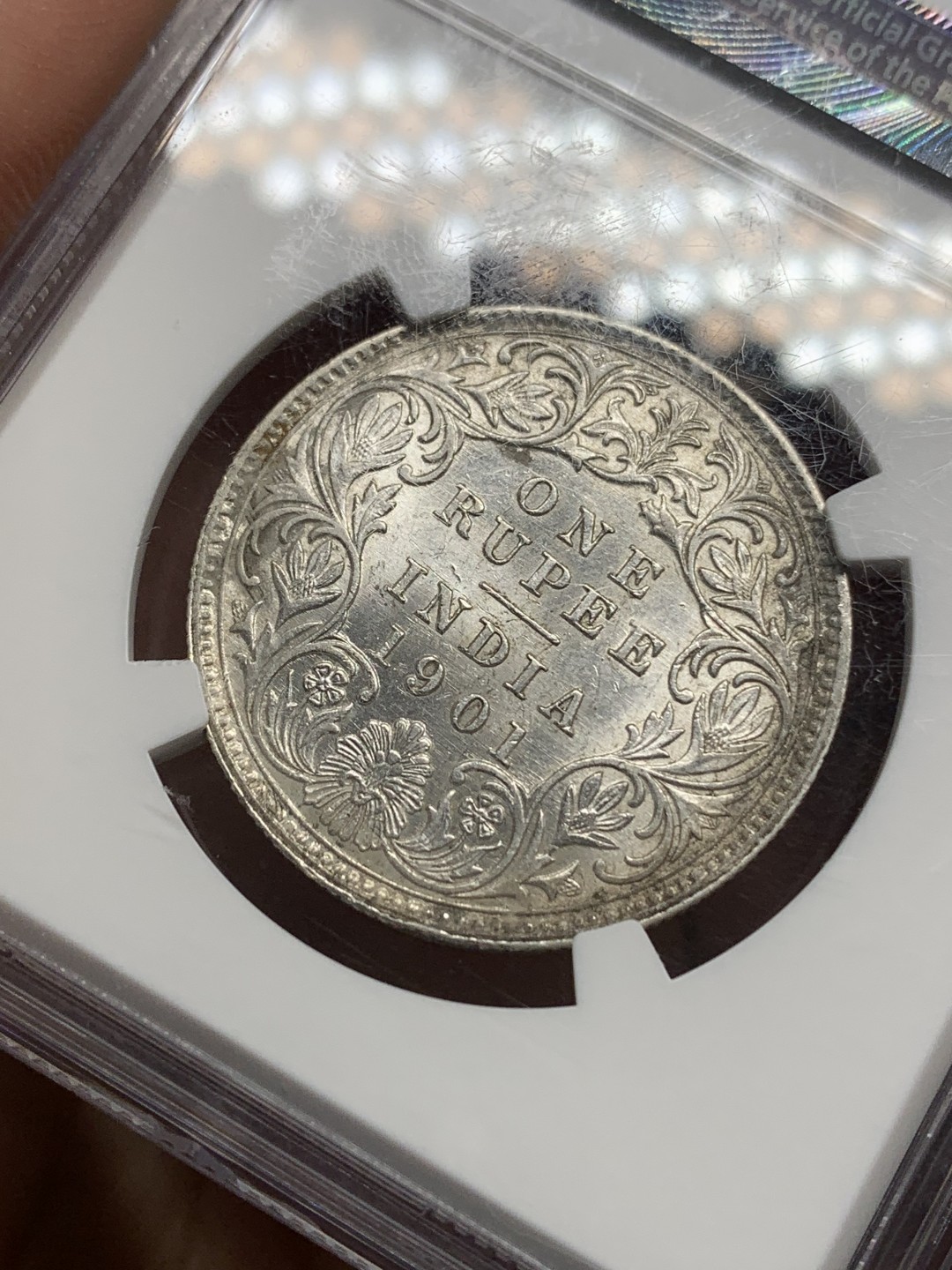 《竞宝斋》第150场-周日，周一，周四 3场 (全场包邮) NGC-MS61 英属印度 1901年 1卢比 银币 C厂发行量少于B厂 印度女皇维多利亚收官之年