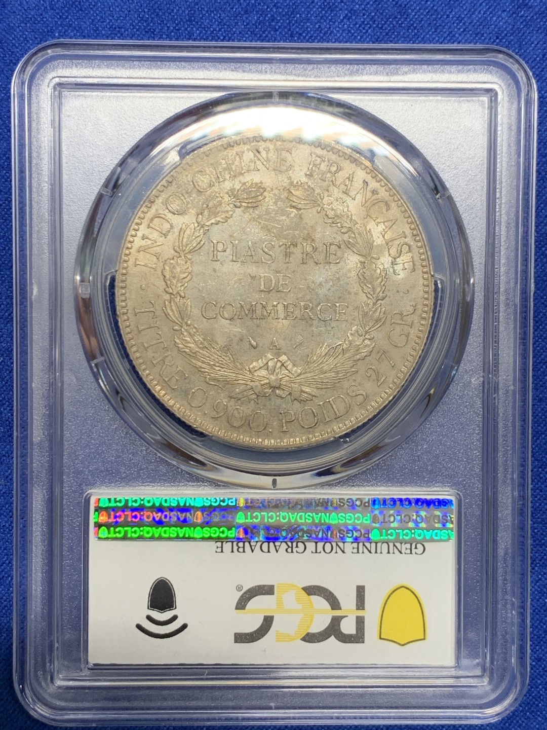 《竞宝斋》第150场-周日，周一，周四 3场 (全场包邮) PCGS UNC 法属印支 1927年 1P 坐人 大银币 极美转光 难得状态