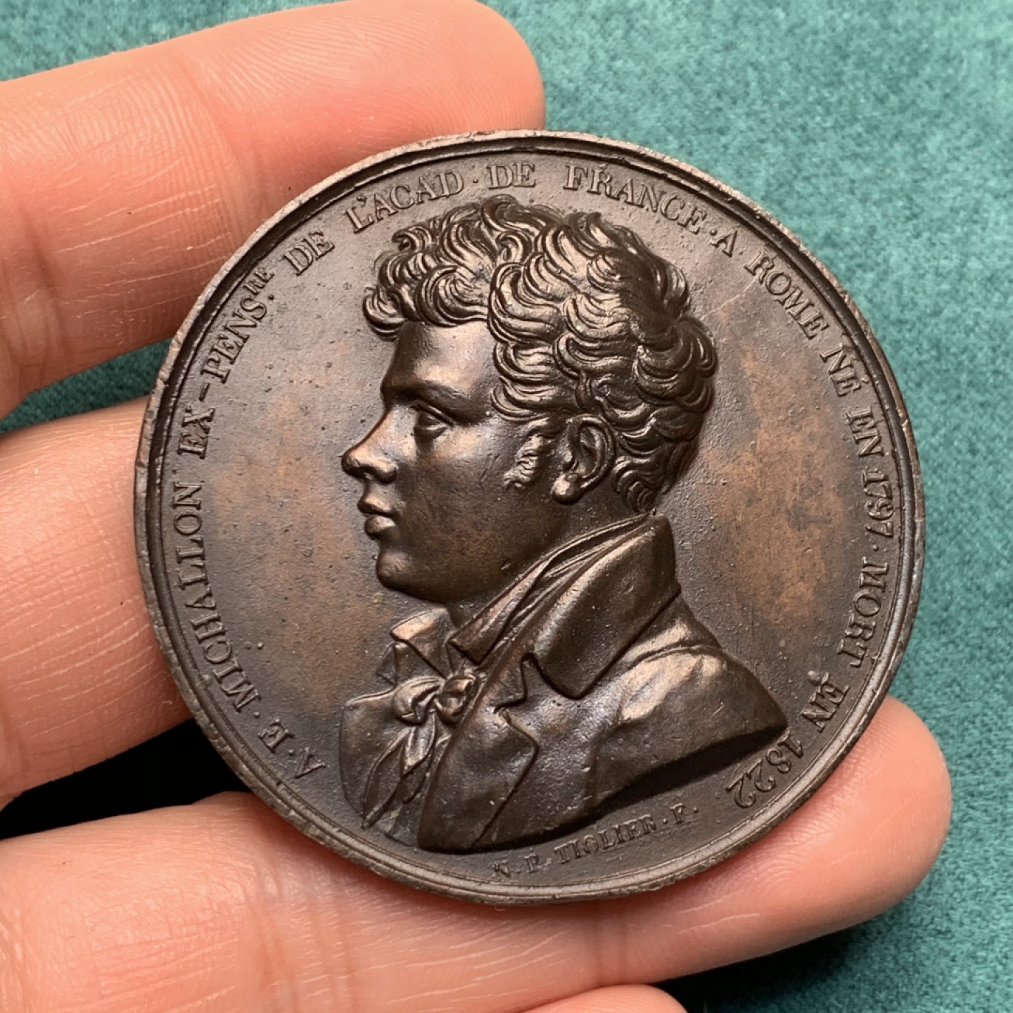 《竞宝斋》第150场-周日，周一，周四 3场 (全场包邮) 1823 法国 铜章 路易十八的御用画家 50mm49克