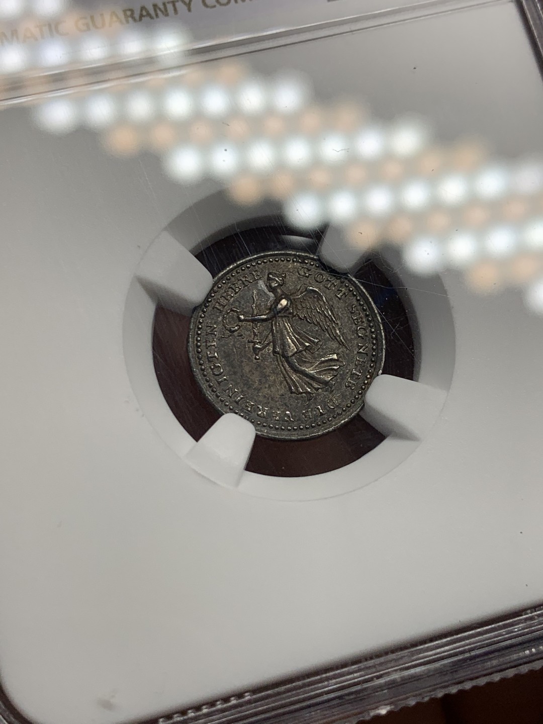 《竞宝斋》第150场-周日，周一，周四 3场 (全场包邮) NGC-AU55 德国1814年 梅肯战役纪念 女天使图案 印章 罕见品种