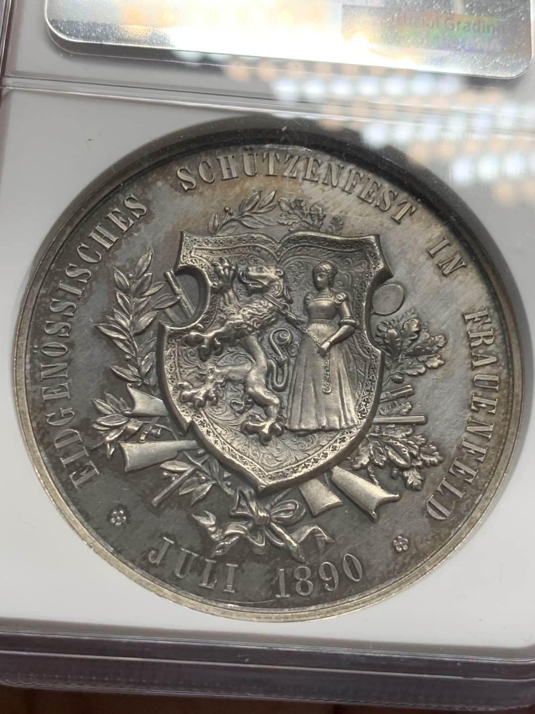 《竞宝斋》第150场-周日，周一，周四 3场 (全场包邮) NGC-UNC  瑞士1890年图尔高州射击节大银章