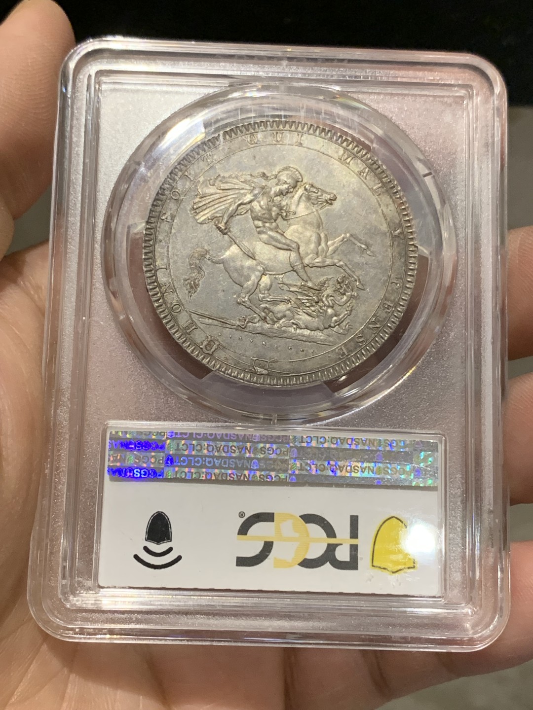 《竞宝斋》第150场-周日，周一，周四 3场 (全场包邮) PCGS-MS64 英国1819 LIX边铭乔治三世马剑克朗银币，带灰色包浆，整版整洁，细节完整