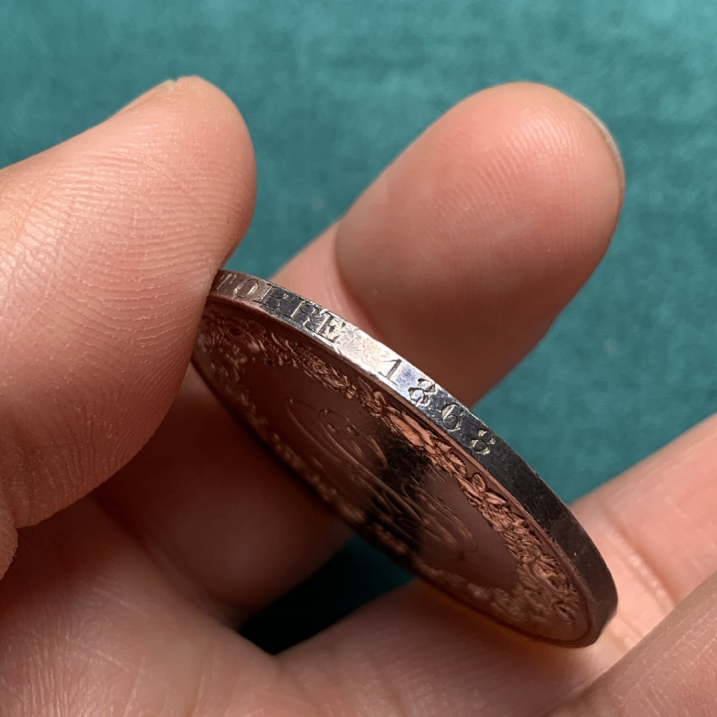 《竞宝斋》第150场-周日，周一，周四 3场 (全场包邮) 法国 1868 结婚纪念 银章  重量：22.2gr  直径：36mm 边铭：蜜蜂+银标+日期