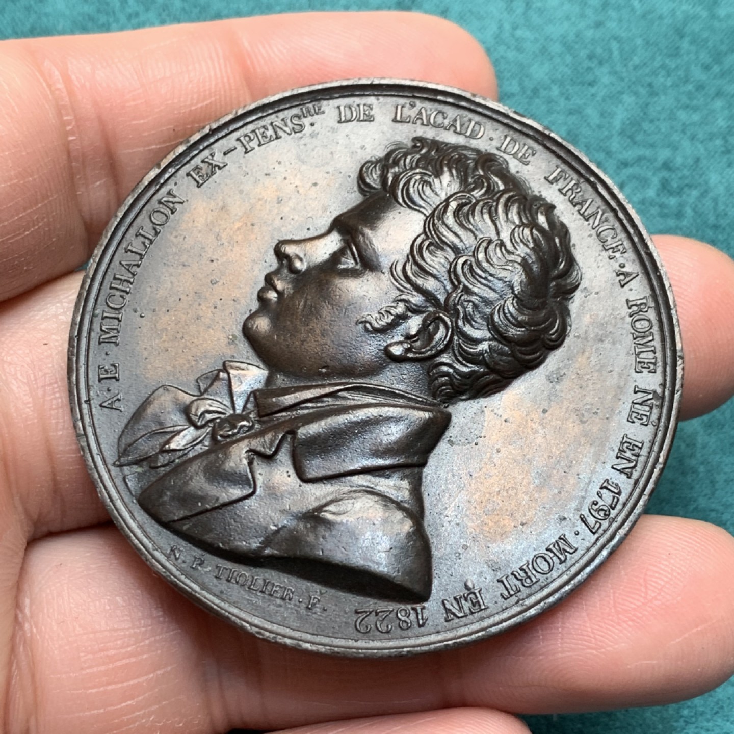 《竞宝斋》第150场-周日，周一，周四 3场 (全场包邮) 1823 法国 铜章 路易十八的御用画家 50mm49克