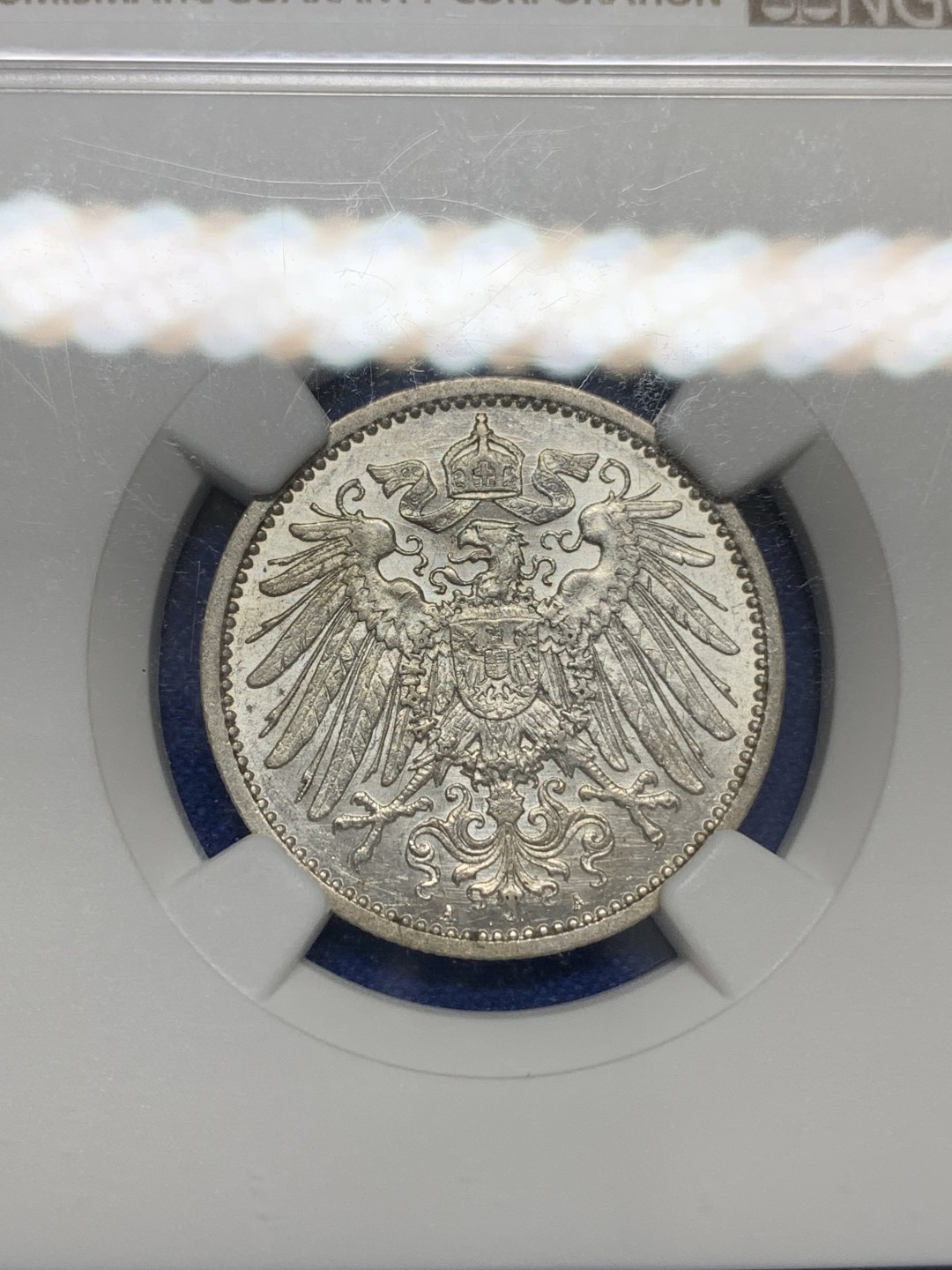 《竞宝斋》第150场-周日，周一，周四 3场 (全场包邮) NGC-MS61 德国1914年A版威廉二世1马克银币