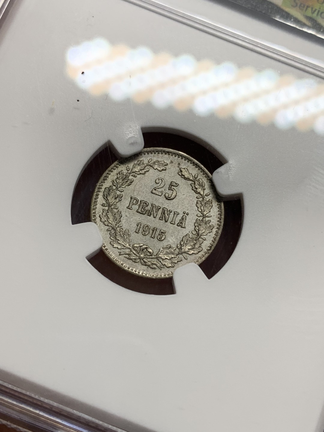 《竞宝斋》第150场-周日，周一，周四 3场 (全场包邮) NGC-MS62 俄属芬兰1915年 双头鹰25P银币 原光好品