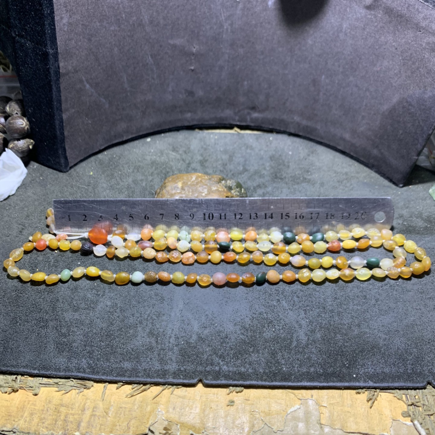 精美天然阿拉善108彩珠玛瑙项链(手串)一条