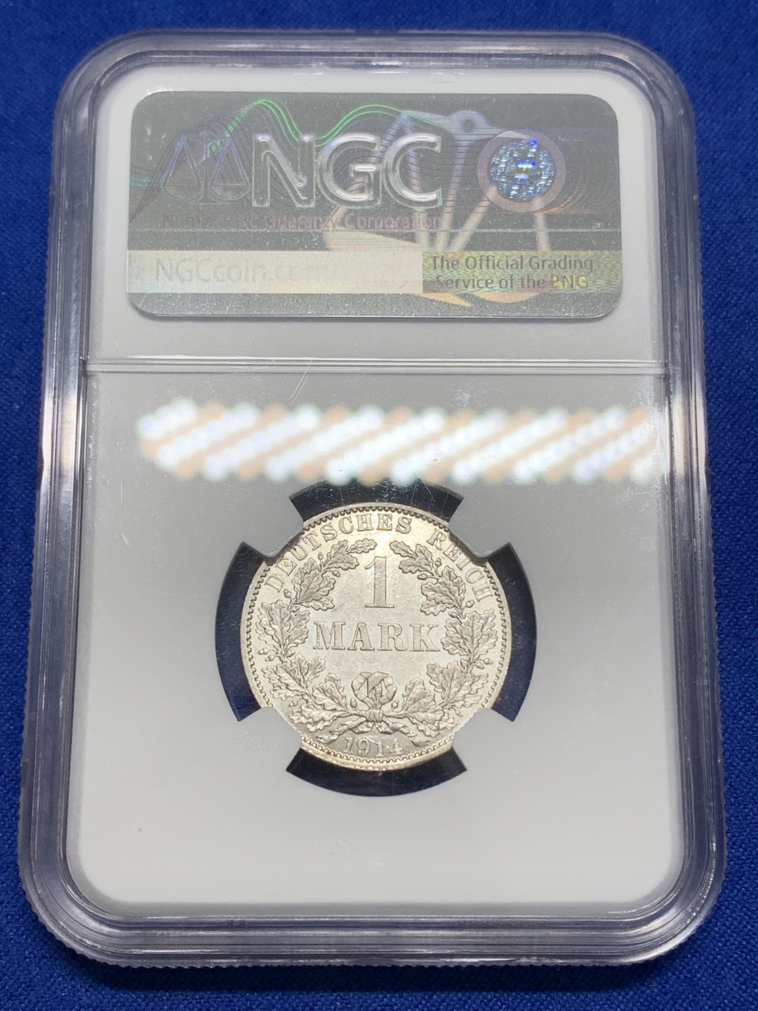 《竞宝斋》第150场-周日，周一，周四 3场 (全场包邮) NGC-MS61 德国1914年A版威廉二世1马克银币