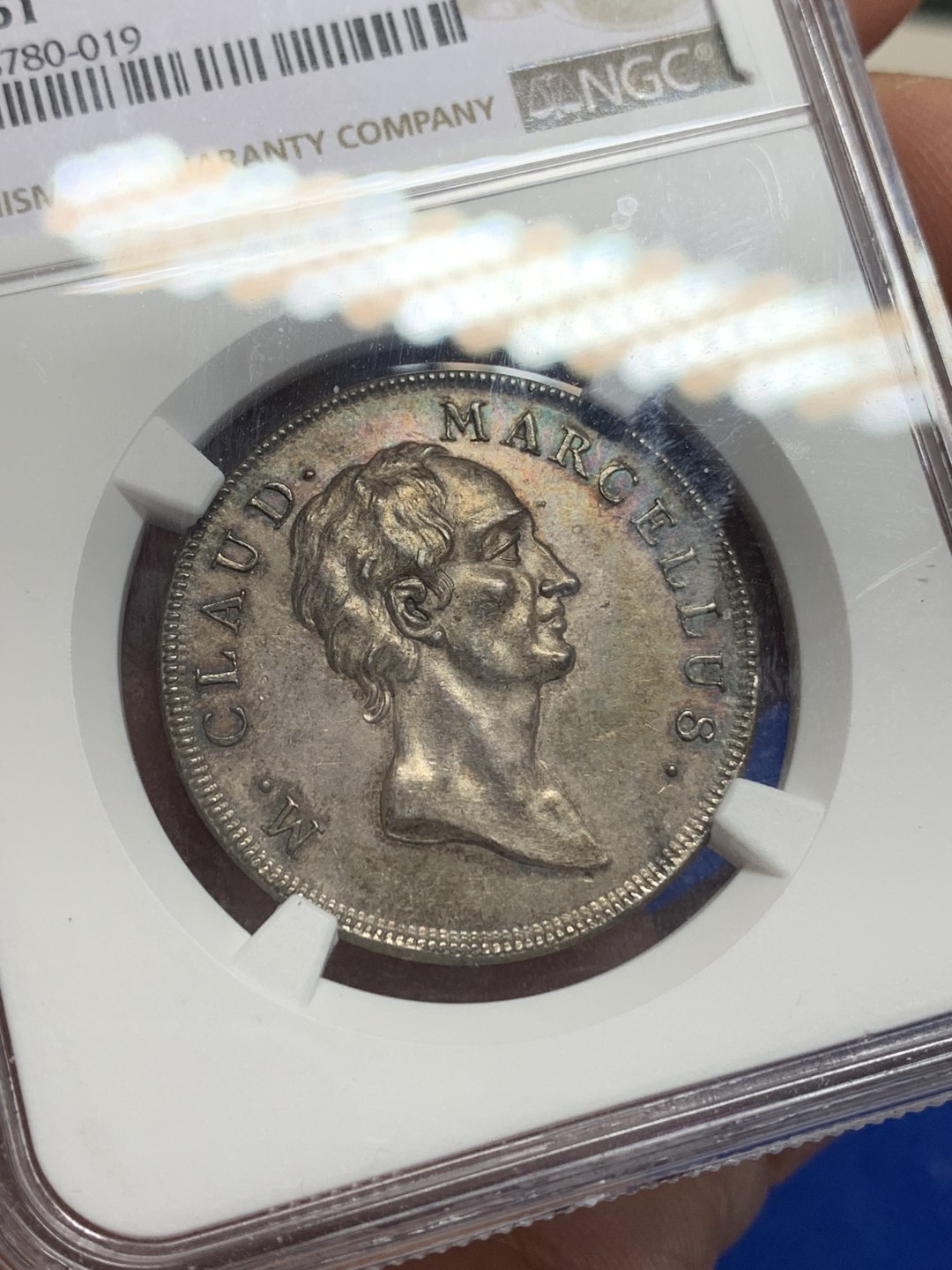 《竞宝斋》第150场-周日，周一，周四 3场 (全场包邮) NGC-MS61 瑞士十八世纪 马克卢斯 银章 罕见品种