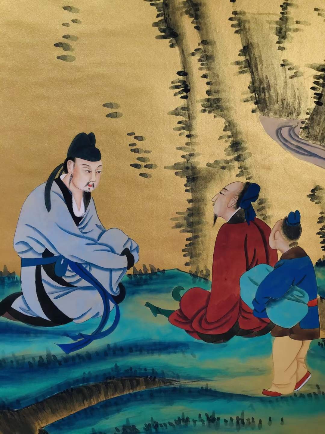 张大千泥金纸手绘人物画一幅，张大千，号大千，别号大千居士，四川内江人，祖籍广东省番禺，中国泼墨画家，书法家。H19