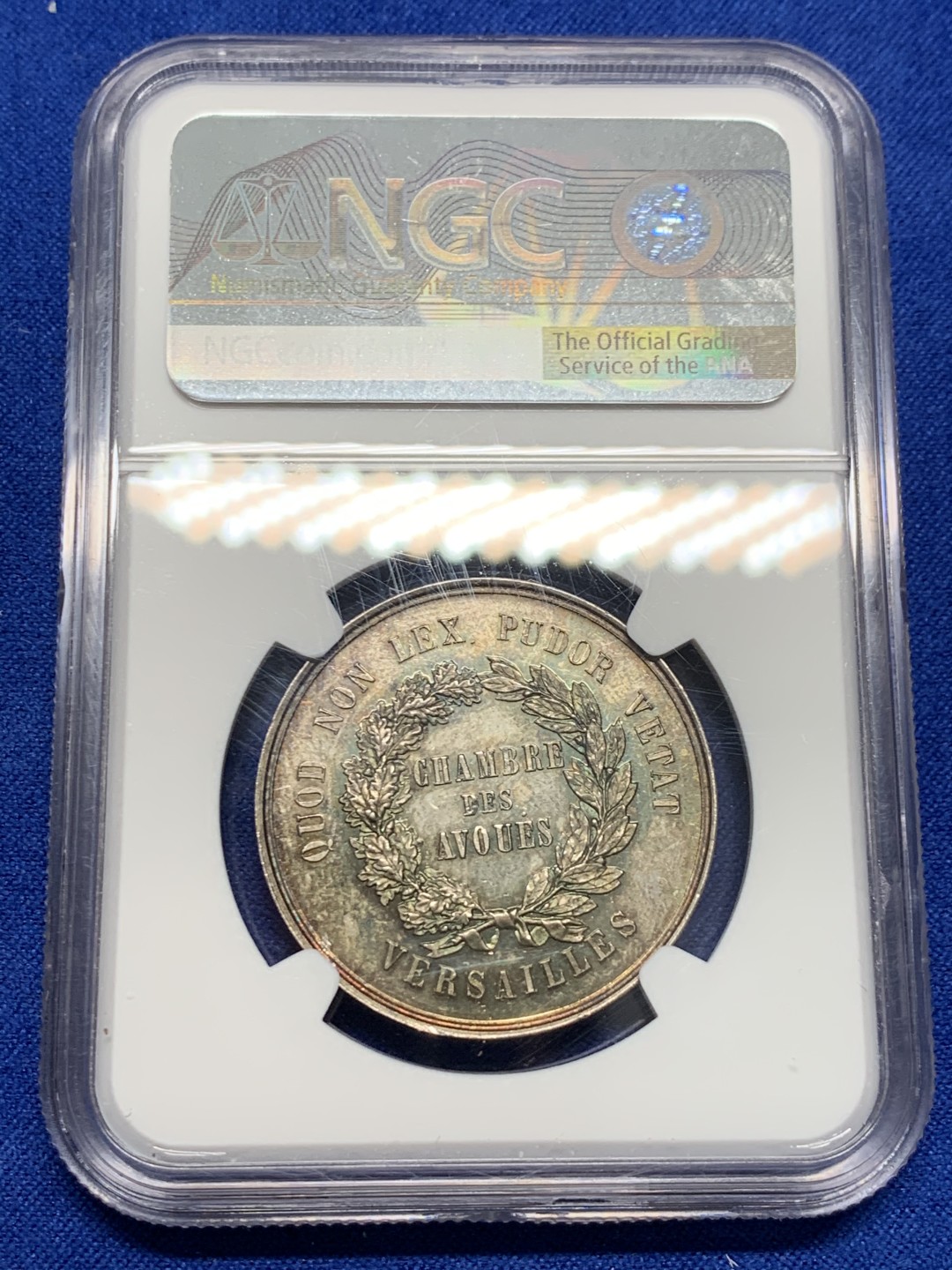 《竞宝斋》第150场-周日，周一，周四 3场 (全场包邮) NGC-MS63 法国十九世纪 凡尔赛宣言 大银章 五彩包浆 非常漂亮