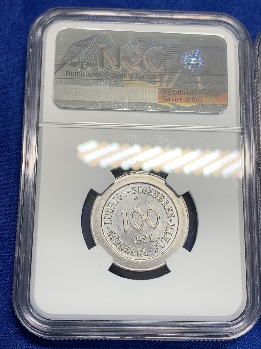 《竞宝斋》第150场-周日，周一，周四 3场 (全场包邮) NGC-MS62-64一套 德国1921年紧急状态货币纽伦堡电车铝币三枚一套，镜面底板，题材刻画生动鲜明