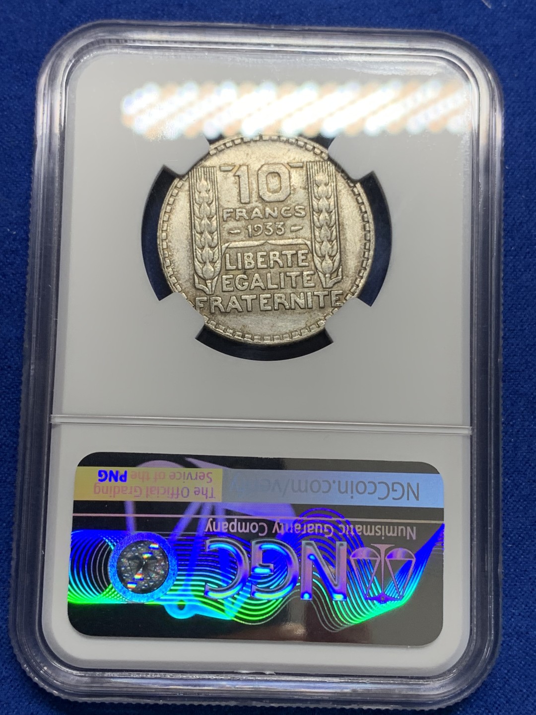 《竞宝斋》第150场-周日，周一，周四 3场 (全场包邮) NGC-MS61 法国1933年 谷物女神10法郎银币 原光好品