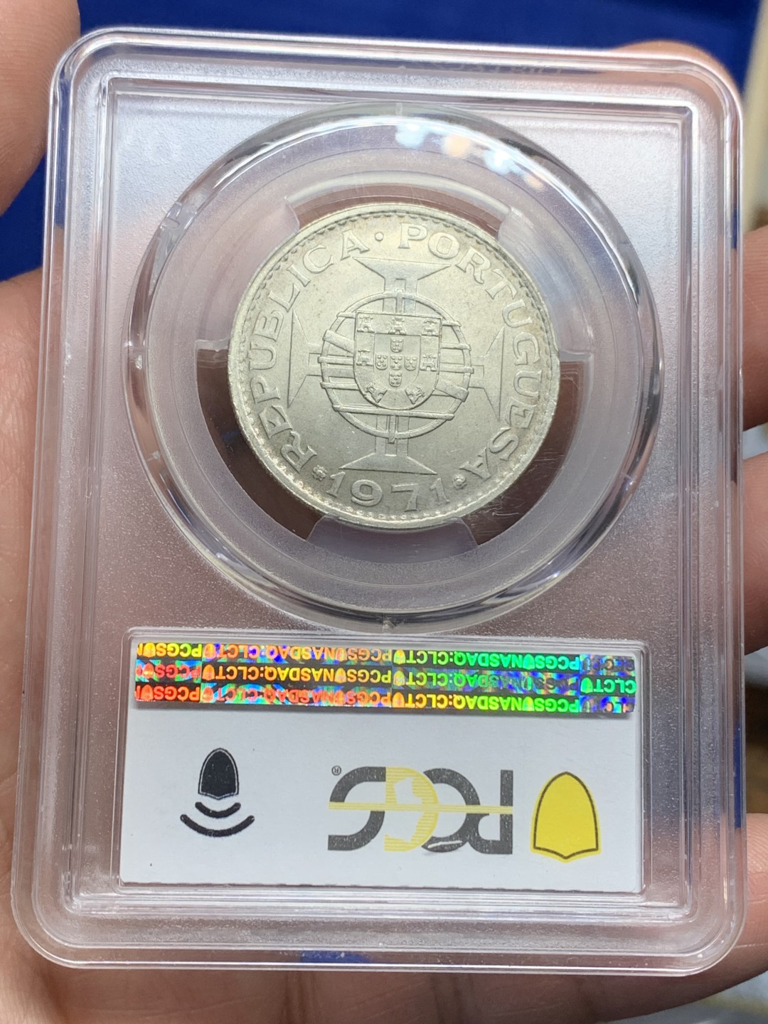 《竞宝斋》第150场-周日，周一，周四 3场 (全场包邮) PCGS MS65 1971年澳门5 Pat银币 亚军分！ 可以说是中国龙洋的最低估品种