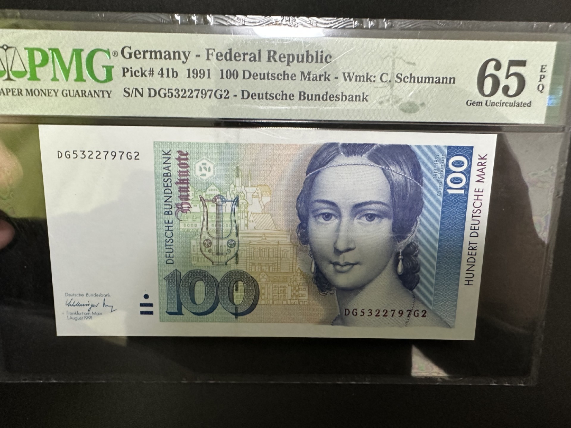 《外钞收藏家》第二百五十六期（评级场） 1991年德国100马克 克拉拉 PMG65
