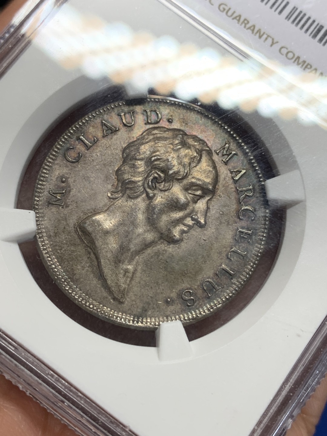 《竞宝斋》第150场-周日，周一，周四 3场 (全场包邮) NGC-MS61 瑞士十八世纪 马克卢斯 银章 罕见品种