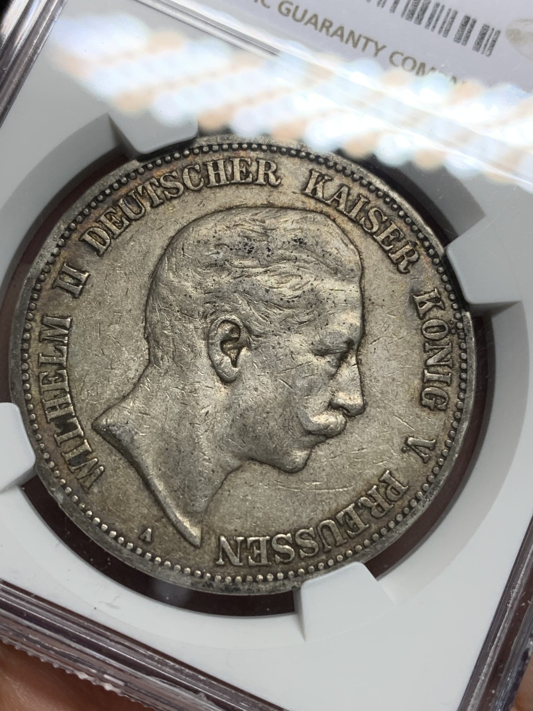 《竞宝斋》第150场-周日，周一，周四 3场 (全场包邮) NGC-XF45 德国普鲁士 1904年 威廉二世 5马克大银币 原味好品