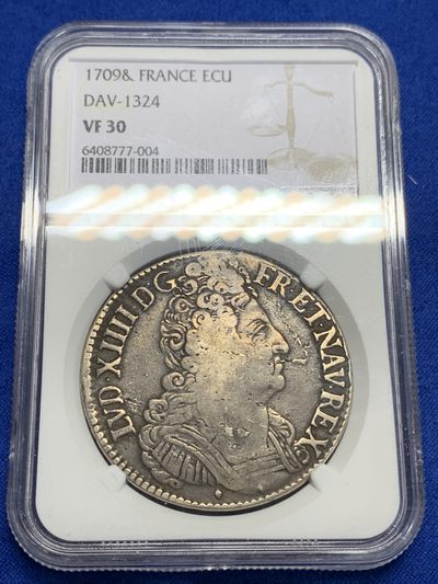 《竞宝斋》第150场-周日，周一，周四 3场 (全场包邮) - 第二名 NGC-VF30 法国1709年 太阳神 背面三冠 ECU大银币