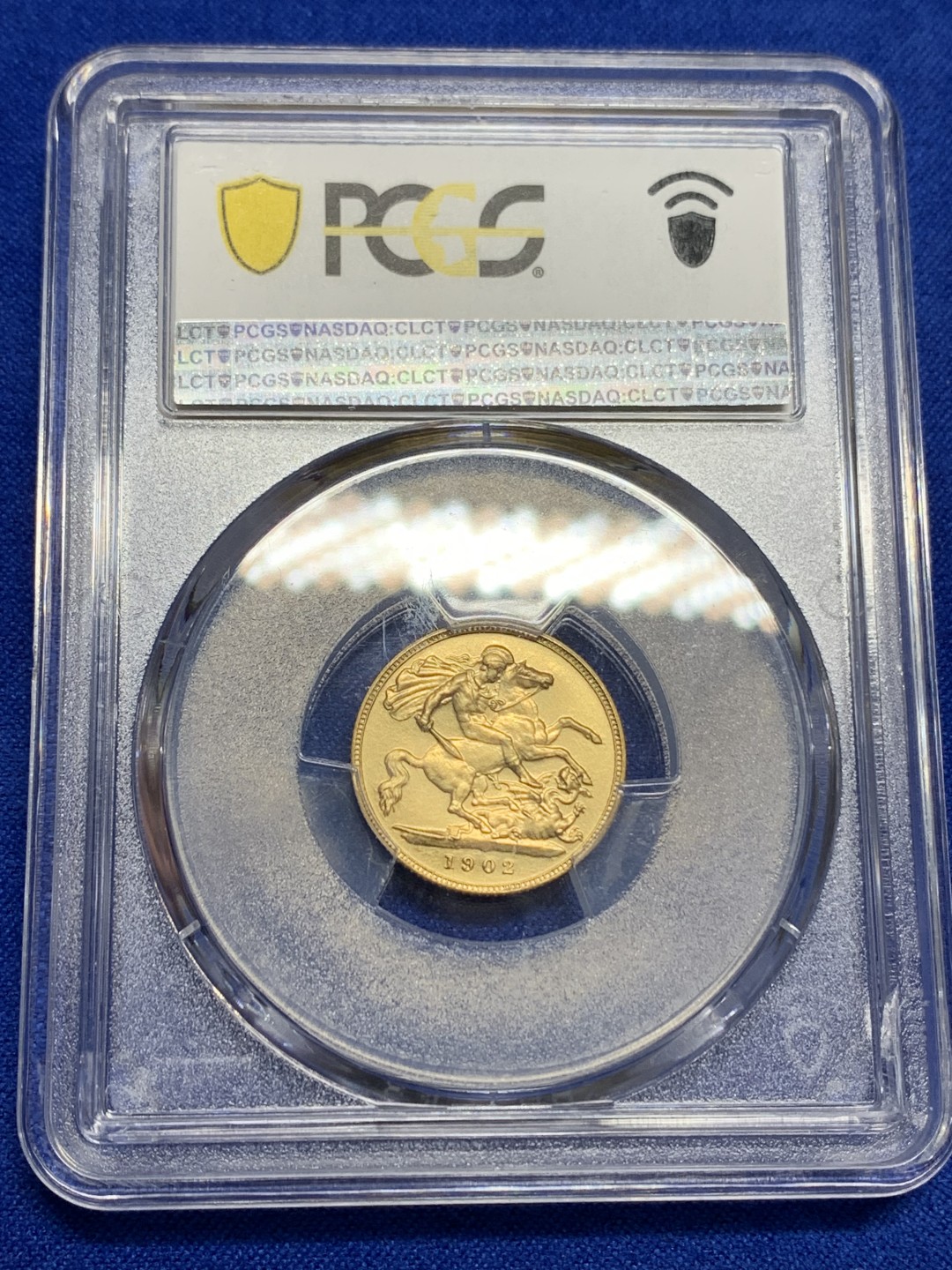 《竞宝斋》第150场-周日，周一，周四 3场 (全场包邮) PCGS-PR62matte 1902年 爱德华七世 半索维林 马剑金币 还是精制的好，看着舒服