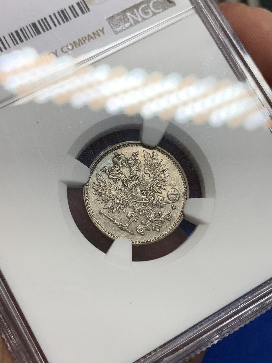 《竞宝斋》第150场-周日，周一，周四 3场 (全场包邮) NGC-MS61 俄属芬兰1911年 双头鹰50P银币 原光好品