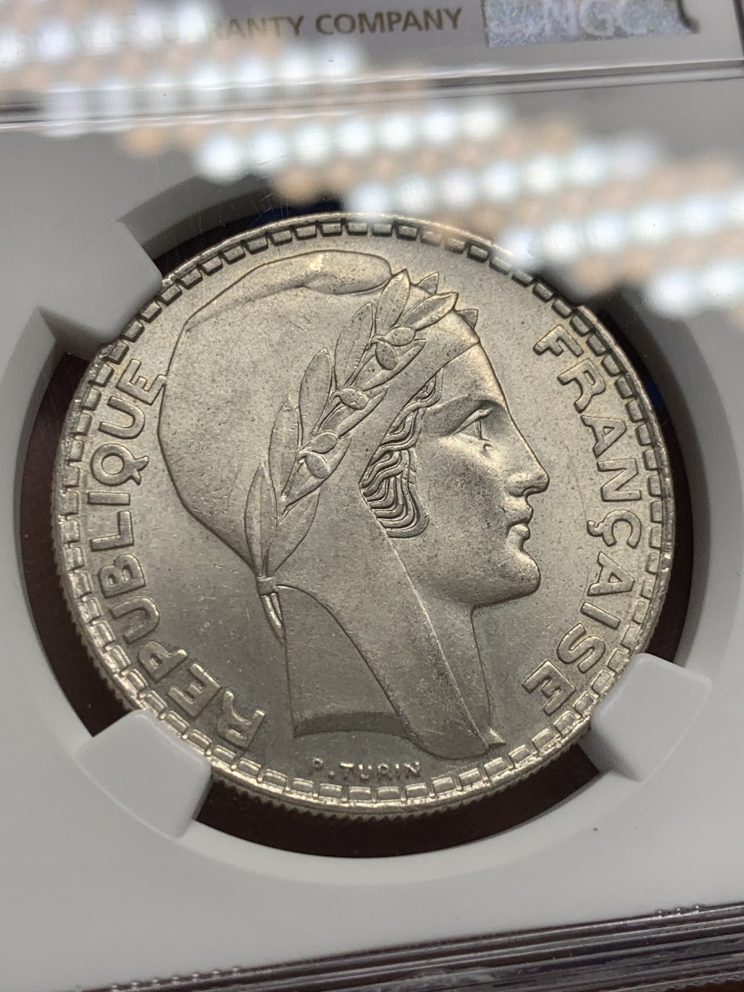 《竞宝斋》第150场-周日，周一，周四 3场 (全场包邮) NGC-MS62 法国1934年 谷物女神20法郎大银币 顶级好品