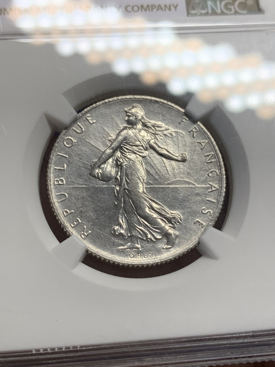 《竞宝斋》第150场-周日，周一，周四 3场 (全场包邮) NGC-UNCD 法国 1919年 二法郎银币