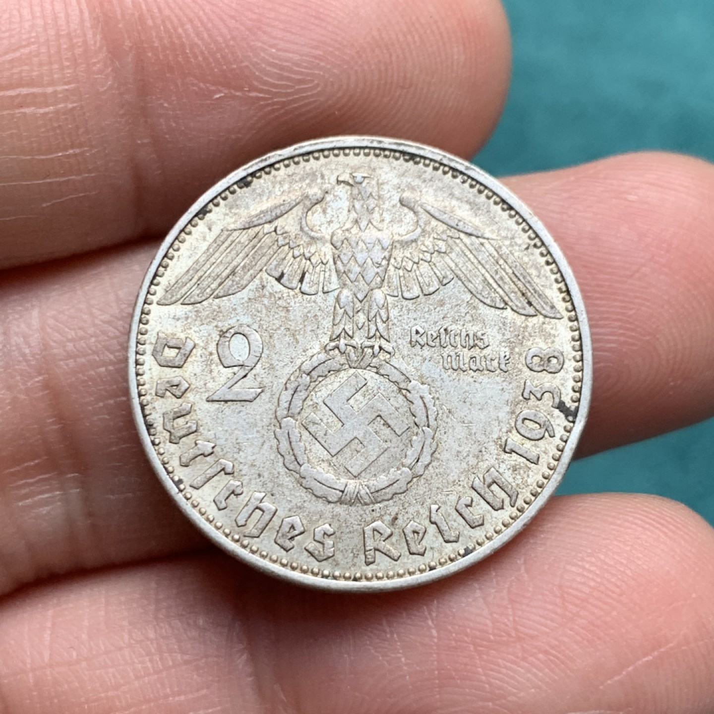 《竞宝斋》第150场-周日，周一，周四 3场 (全场包邮) 德国1938年二马克银币 明登造币厂出品