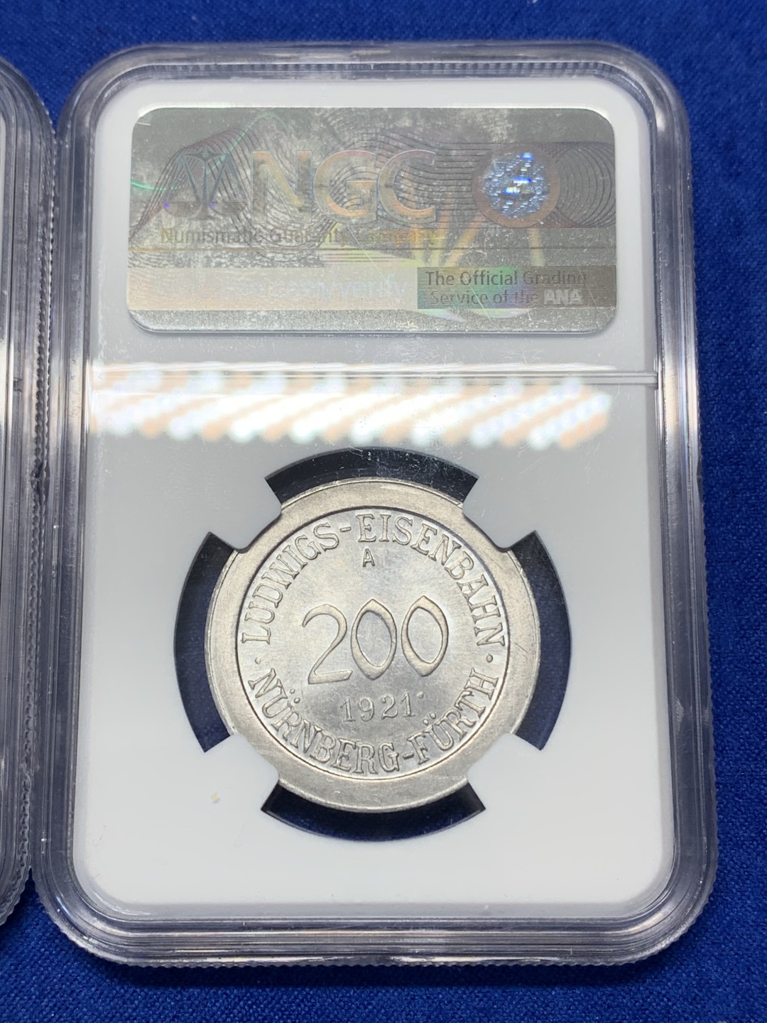 《竞宝斋》第150场-周日，周一，周四 3场 (全场包邮) NGC-MS62-64一套 德国1921年紧急状态货币纽伦堡电车铝币三枚一套，镜面底板，题材刻画生动鲜明