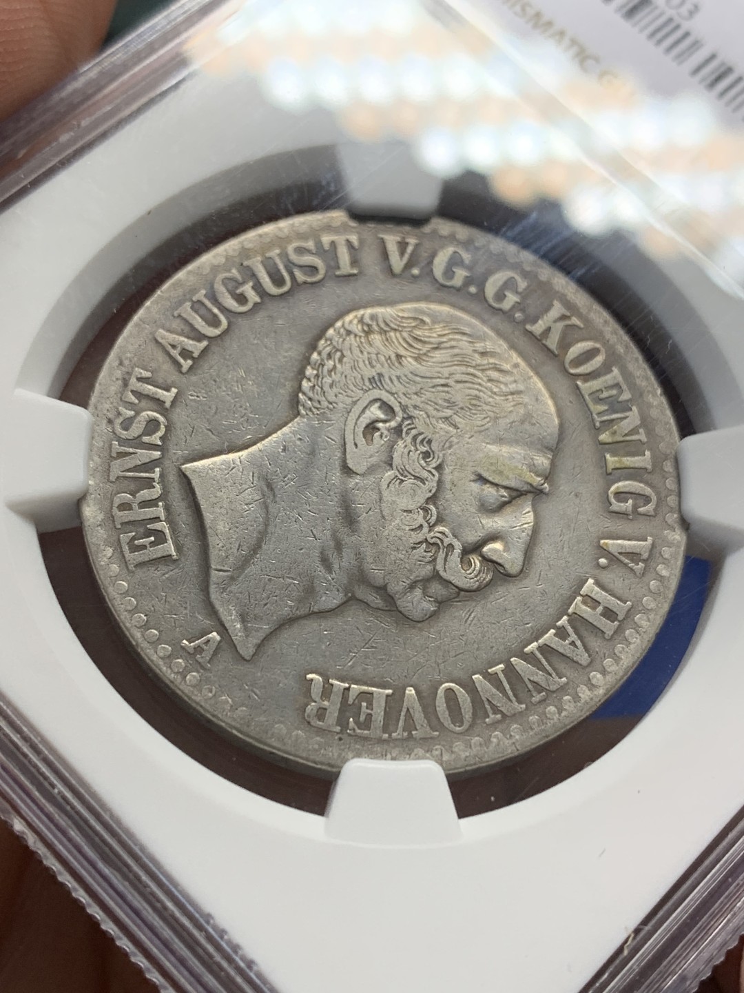 《竞宝斋》第150场-周日，周一，周四 3场 (全场包邮) NGC-VFD 德国汉诺威1846年1泰勒 银币，少见品种