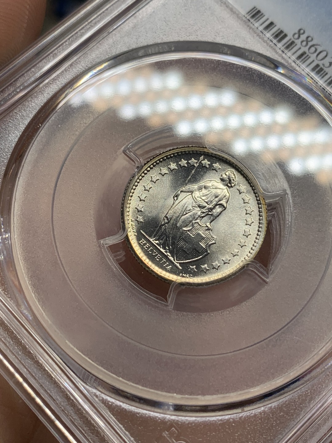 《竞宝斋》第150场-周日，周一，周四 3场 (全场包邮) PCGS MS68 1967年瑞士1/2法郎银币 极致分数 无敌品相 边缘黄油彩