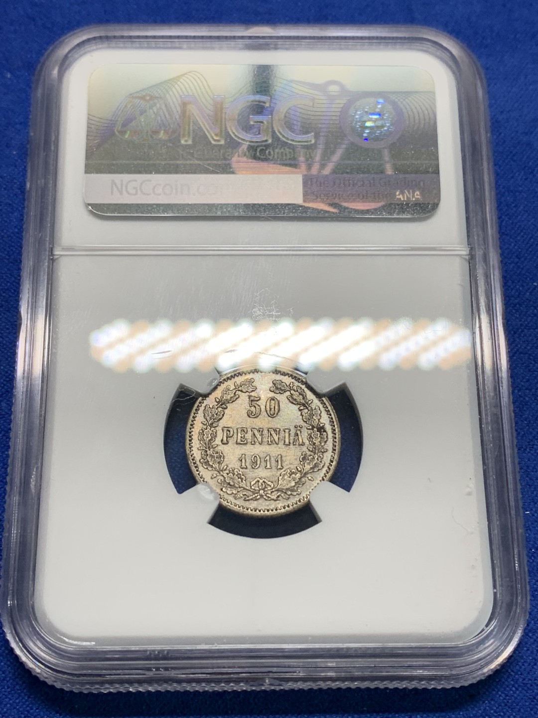 《竞宝斋》第150场-周日，周一，周四 3场 (全场包邮) NGC-MS61 俄属芬兰1911年 双头鹰50P银币 原光好品