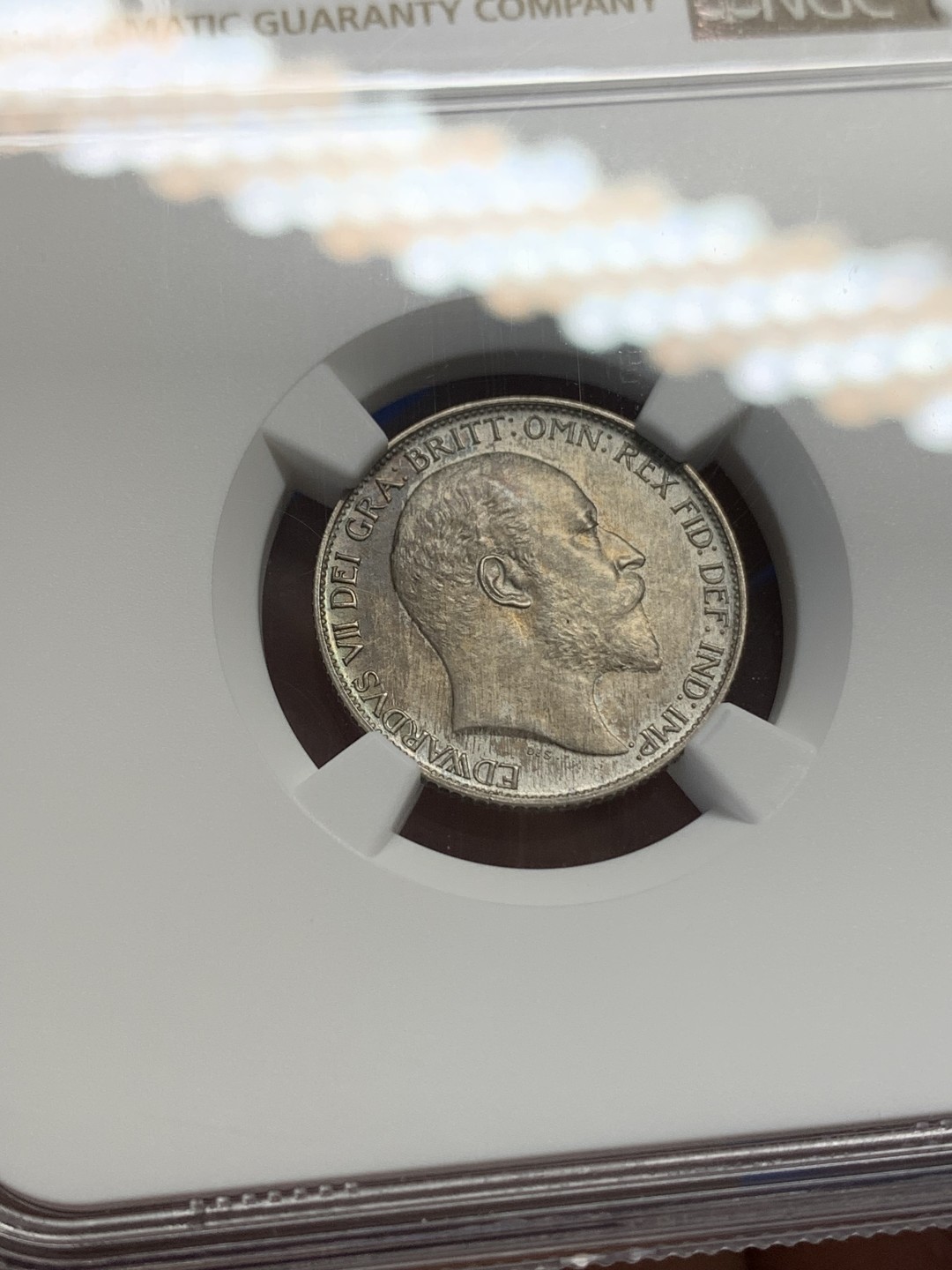 《竞宝斋》第150场-周日，周一，周四 3场 (全场包邮) NGC-PF62matte 1902年 爱德华七世 6便士 全品无伤，薄彩