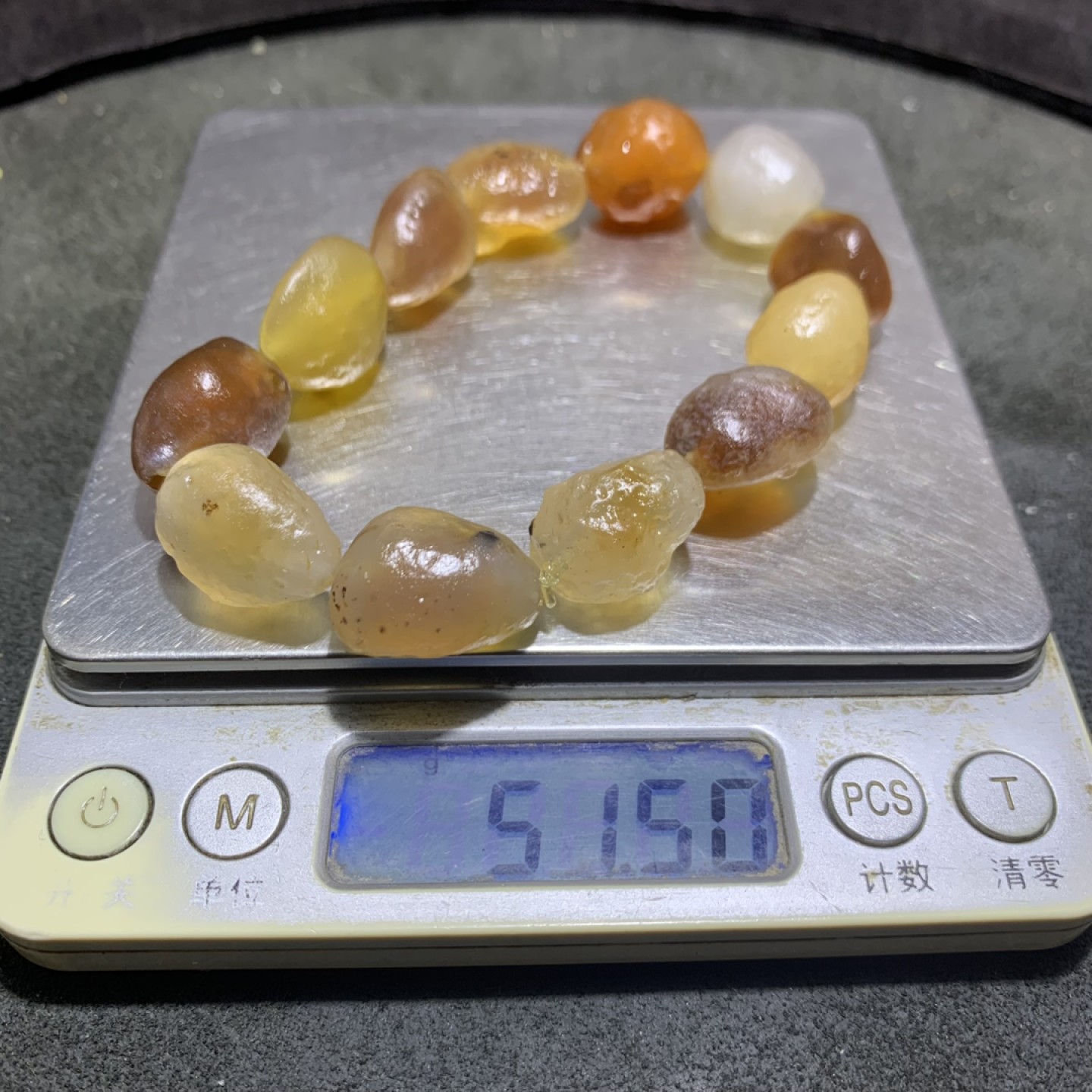精美天然阿拉善大颗粒糖心玛瑙原石手串一条