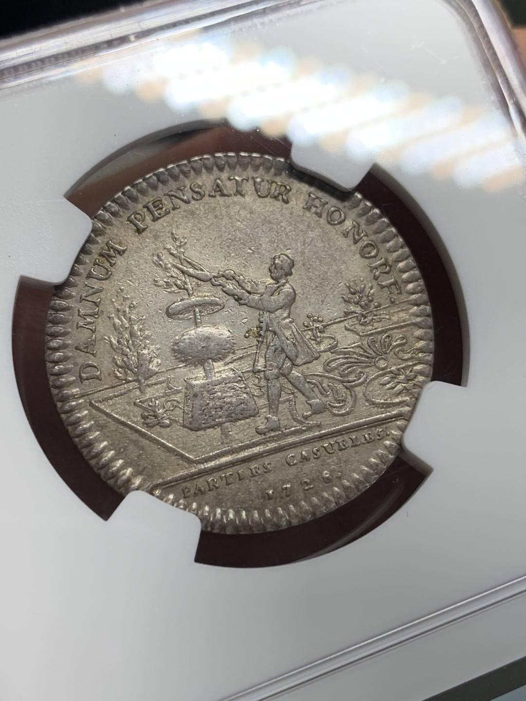 《竞宝斋》第150场-周日，周一，周四 3场 (全场包邮) NGC-AU58 法国1728年 路易十五 皇家派对 JETON 银质 顶级品相