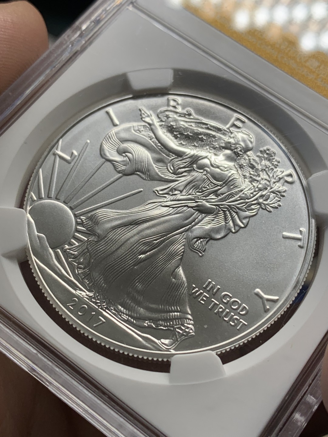 《竞宝斋》第150场-周日，周一，周四 3场 (全场包邮) 美国 2017年 行走 1美元银币 1盎司 31.1克 999银