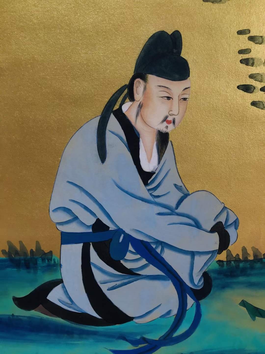 张大千泥金纸手绘人物画一幅，张大千，号大千，别号大千居士，四川内江人，祖籍广东省番禺，中国泼墨画家，书法家。H19