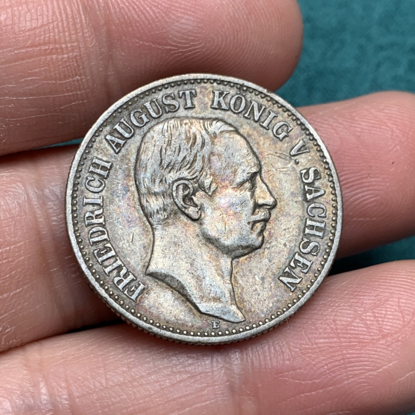 《竞宝斋》第150场-周日，周一，周四 3场 (全场包邮) 德国 1908 萨克森 奥古斯特 2马克 银币 包浆好